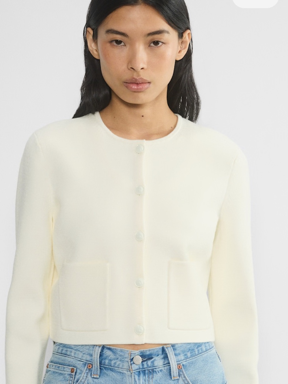 Aritzia Cream Button-Front Cardigan